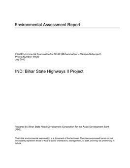 Environmental Assessment Report IND: Bihar State Highways II Project