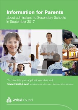 Information for Parents About Admissions to Secondary Schools in September 2017