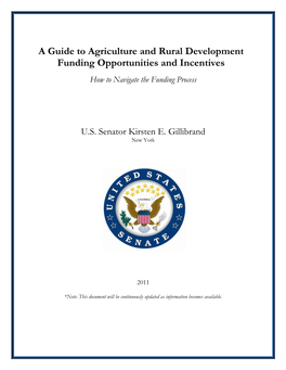 A Guide to Agriculture and Rural Development Funding Opportunities and Incentives