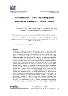 Instrumentation of Microscale Techniques for Biochemistry Teaching at FES Zaragoza, UNAM