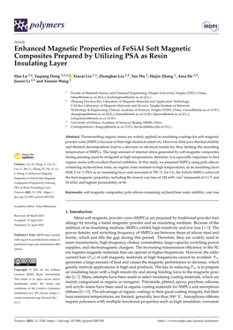 Enhanced Magnetic Properties of Fesial Soft Magnetic Composites Prepared by Utilizing PSA As Resin Insulating Layer