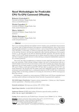 Novel Methodologies for Predictable CPU-To-GPU Command Offloading