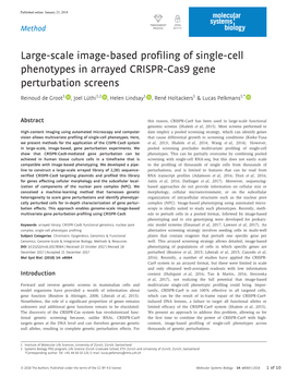 Large-Scale Image-Based Profiling of Single-Cell Phenotypes in Arrayed CRISPR-Cas9 Gene Perturbation Screens