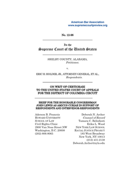 Brief for the Honorable Congressman John Lewis As Amicus Curiae in Support of Respondents and Intervenor-Respondents