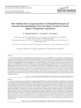 Goniopholididae) from the Albian of Andorra (Teruel, Spain): Phylogenetic Implications