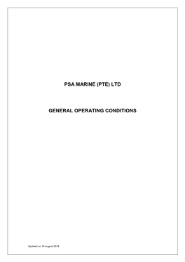 PSA Marine (Pte) Ltd GENERAL OPERATING CONDITIONS