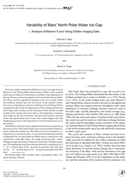 Variability of Mars' North Polar Water Ice Cap I. Analysis of Mariner 9 and Viking Orbiter Imaging Data