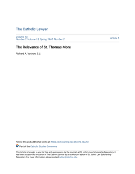 The Relevance of St. Thomas More