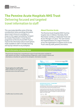 The Pennine Acute Hospitals NHS Trust Delivering Focused and Targeted Travel Information to Staff