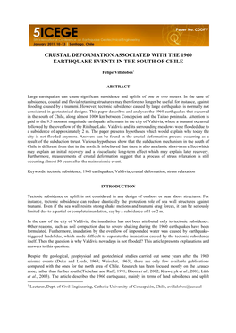 Crustal Deformation Associated with the 1960 Earthquake Events in the South of Chile
