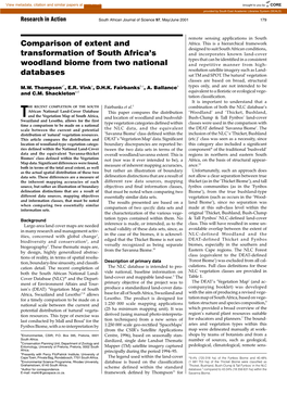 Comparison of Extent and Transformation of South Africa's