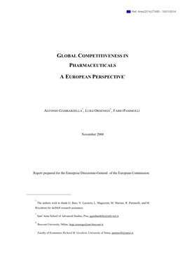 Global Competitiveness in Pharmaceuticals