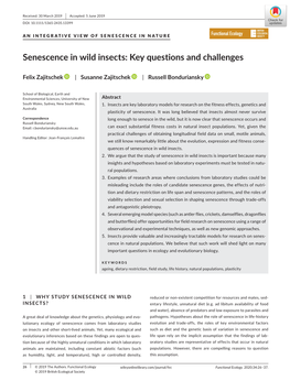 Senescence in Wild Insects: Key Questions and Challenges