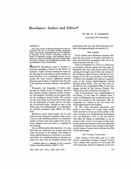 Boerhaave: Author and Editor*