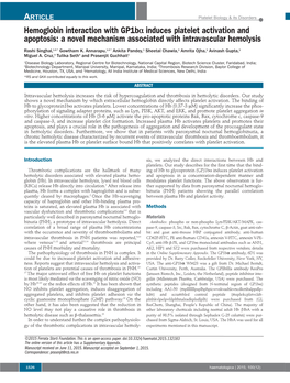 Hemoglobin Interaction with Gp1ba Induces Platelet Activation And