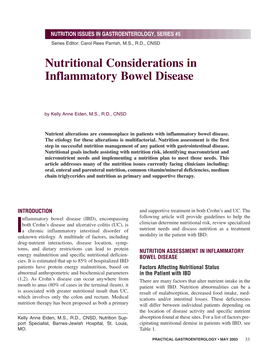 Nutritional Considerations in Inflammatory Bowel Disease