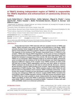 A TRAF2 Binding Independent Region of TNFR2 Is Responsible for TRAF2 Depletion and Enhancement of Cytotoxicity Driven by TNFR1