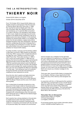 THIERRY NOIR Howard Griffin Gallery Los Angeles October 2014 to December 2014