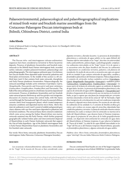 Palaeoenvironmental, Palaeoecological and Palaeobiogeographical Implications of Mixed Fresh Water and Brackish Marine Assemblage