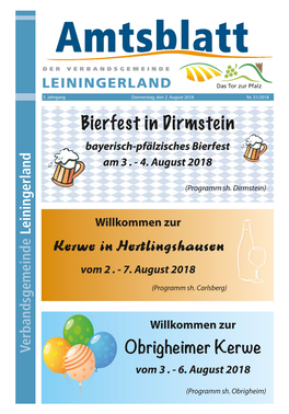 Bierfest in Dirmstein Bayerisch-Pfälzisches Bierfest Am 3