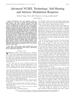 Advanced VCSEL Technology: Self-Heating and Intrinsic Modulation Response