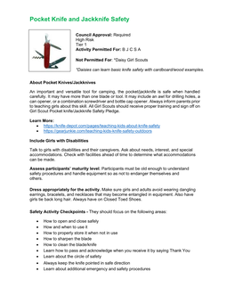 Pocket Knife and Jackknife Safety