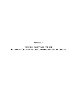 Business Inventory for the Economic Chapter of the Comprehensive Plan Update