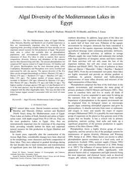 Algal Diversity of the Mediterranean Lakes in Egypt