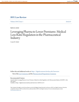 Medical Loss Ratio Regulation in the Pharmaceutical Industry Cami R