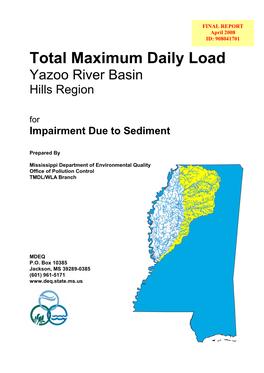 Total Maximum Daily Load Yazoo River Basin Hills Region