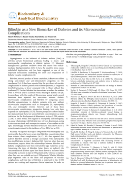 Bilirubin As a New Biomarker of Diabetes and Its Microvascular