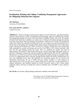 Sterilization, Hunting and Culling : Combining Management Approaches for Mitigating Suburban Deer Impacts