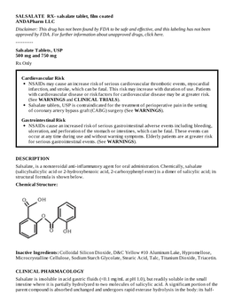 Salsalate Tablets, USP 500 Mg and 750 Mg Rx Only