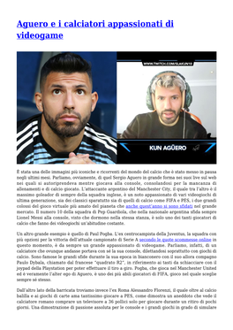 Aguero E I Calciatori Appassionati Di Videogame,Sicurezza Nei Giochi