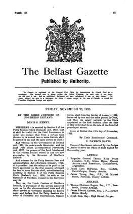 The Belfast Gazette Published Dp Fluthoritp
