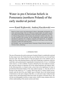 Water in Pre-Christian Beliefs in Pomerania (Northern Poland) of the Early Medieval Period