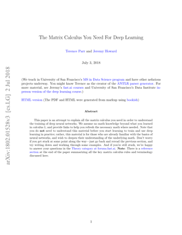 The Matrix Calculus You Need for Deep Learning