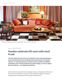 Sweden Celebrates 85 Years with Josef Frank