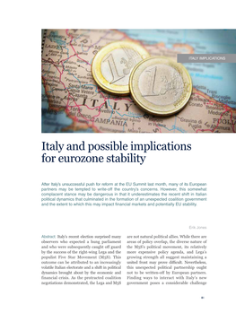 Italy and Possible Implications for Eurozone Stability