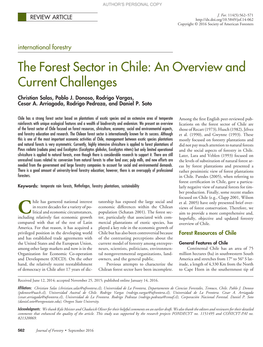 The Forest Sector in Chile: an Overview and Current Challenges