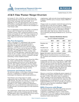 AT&T-Time Warner Merger Overview
