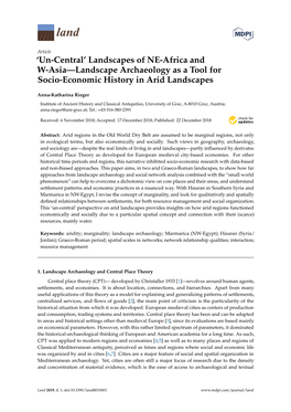 Landscapes of NE-Africa and W-Asia—Landscape Archaeology As a Tool for Socio-Economic History in Arid Landscapes