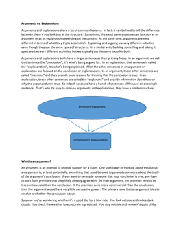 Arguments Vs. Explanations