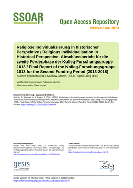 Religiöse Individualisierung in Historischer