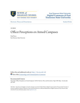 Officer Perceptions on Armed Campuses Paul Perry East Tennessee State University