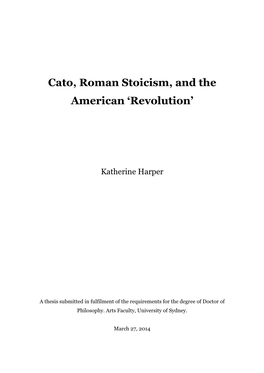 Cato, Roman Stoicism, and the American 'Revolution'