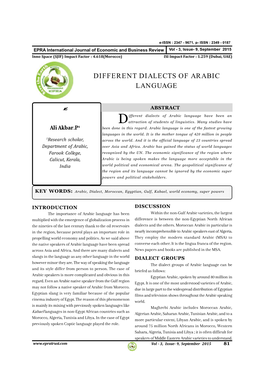 Different Dialects of Arabic Language