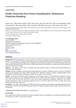 Health Outcomes from Home Hospitalization: Multisource Predictive Modeling