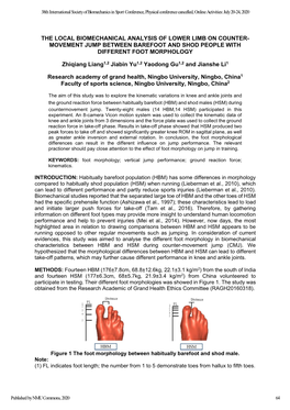 The Local Biomechanical Analysis of Lower Limb on Counter- Movement Jump Between Barefoot and Shod People with Different Foot Morphology