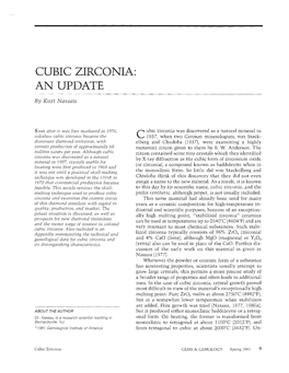 CUBIC ZIRCONIA: an UPDATE by Kurt Nassau